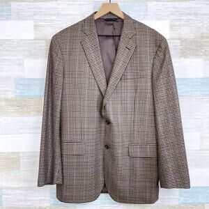 Brooks Brothers 1818 SaxXon Madison Sport Coat Brown Plaid Wool USA Mens 41R